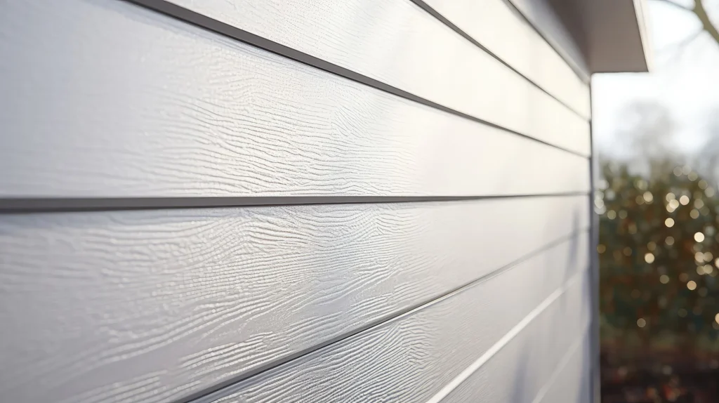 White Textured Horizontal Vinyl Siding Closeup