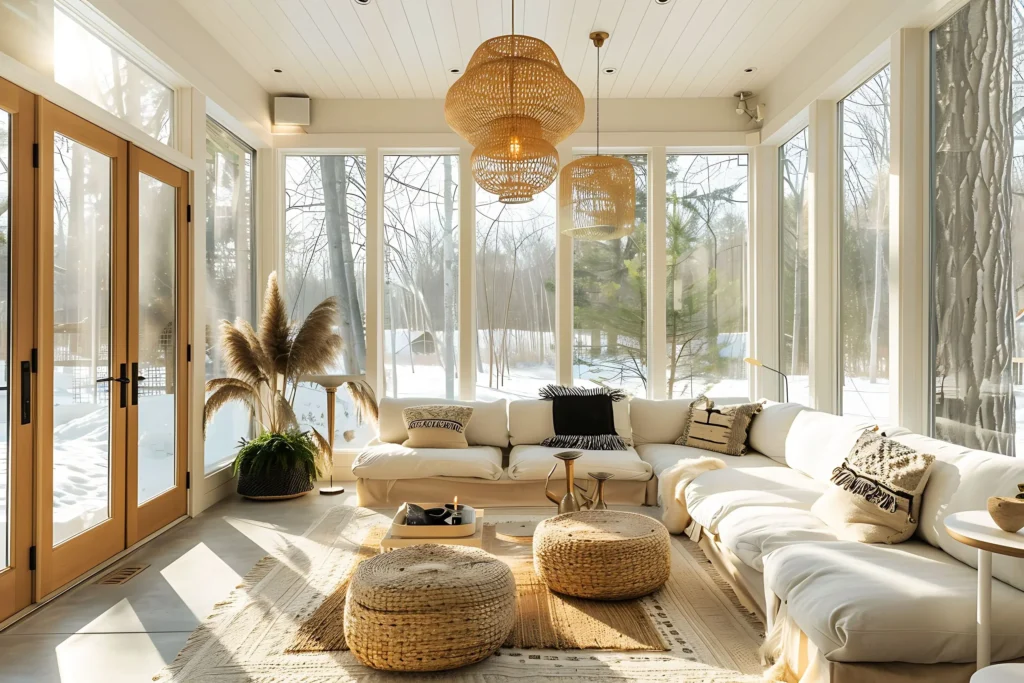 Four Seasons Home can help create a comfortable sunroom to enjoy the view and outdoor activities in temperate weather without sacrificing comfort.